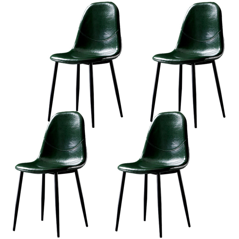 Nordic Style Dining Chairs Armless Side Chairs for Kitchen with Metal Legs Blackish Green 4 Piece Set Black Clearhalo ' kitchen&dining_furn' 'Dining Chairs' 'Dining Tables & Seating' 'dining_chair' 'furn' 'furn_dining_chair' 'Furniture' 'furniture_dining_chair' 'Kitchen & Dining Furniture' 'kitchen' 4317746