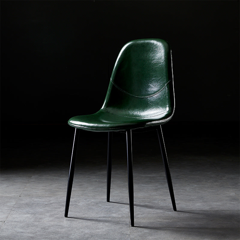 Nordic Style Dining Chairs Armless Side Chairs for Kitchen with Metal Legs Blackish Green 1 Piece Black Clearhalo ' kitchen&dining_furn' 'Dining Chairs' 'Dining Tables & Seating' 'dining_chair' 'furn' 'furn_dining_chair' 'Furniture' 'furniture_dining_chair' 'Kitchen & Dining Furniture' 'kitchen' 4317747