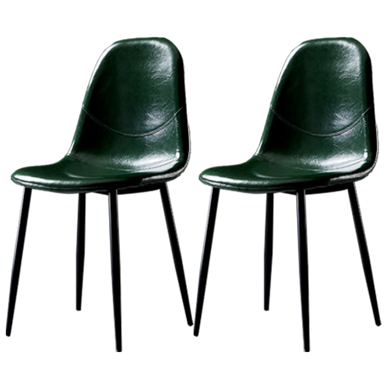 Nordic Style Dining Chairs Armless Side Chairs for Kitchen with Metal Legs Blackish Green 2 Piece Set Black Clearhalo ' kitchen&dining_furn' 'Dining Chairs' 'Dining Tables & Seating' 'dining_chair' 'furn' 'furn_dining_chair' 'Furniture' 'furniture_dining_chair' 'Kitchen & Dining Furniture' 'kitchen' 4317748