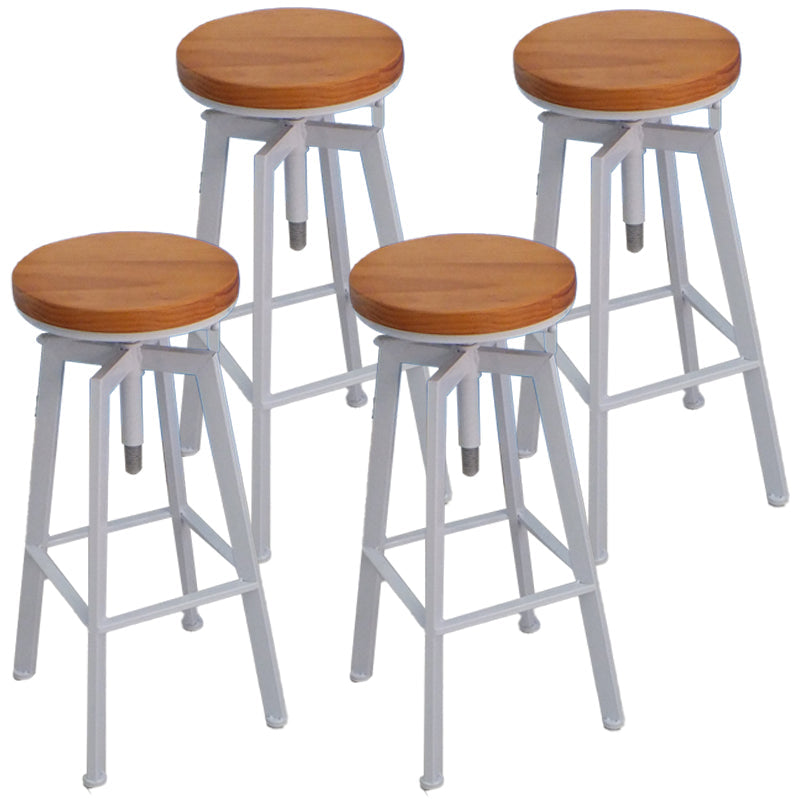 Industrial Leather Wood Counter Bar Stool Armless Adjustable Height Stool White 4 Piece Set Clearhalo 'Bar Furniture' 'Bar Stools' 'bar_stools' 'furn' 'furn_bar_stools' 'furniture_bar_stools' 'Kitchen & Dining Furniture' 'kitchen&dining_furn' 'kitchen' 'kitchen_furn' Furniture' 4320990
