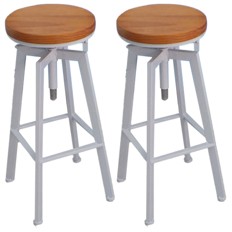 Industrial Leather Wood Counter Bar Stool Armless Adjustable Height Stool White 2 Piece Set Clearhalo 'Bar Furniture' 'Bar Stools' 'bar_stools' 'furn' 'furn_bar_stools' 'furniture_bar_stools' 'Kitchen & Dining Furniture' 'kitchen&dining_furn' 'kitchen' 'kitchen_furn' Furniture' 4320994