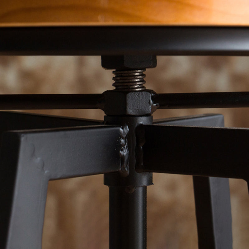 Industrial Leather Wood Counter Bar Stool Armless Adjustable Height Stool Clearhalo 'Bar Furniture' 'Bar Stools' 'bar_stools' 'furn' 'furn_bar_stools' 'furniture_bar_stools' 'Kitchen & Dining Furniture' 'kitchen&dining_furn' 'kitchen' 'kitchen_furn' Furniture' 4320996