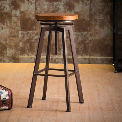 Industrial Leather Wood Counter Bar Stool Armless Adjustable Height Stool Bronze 1 Piece Clearhalo 'Bar Furniture' 'Bar Stools' 'bar_stools' 'furn' 'furn_bar_stools' 'furniture_bar_stools' 'Kitchen & Dining Furniture' 'kitchen&dining_furn' 'kitchen' 'kitchen_furn' Furniture' 4320998