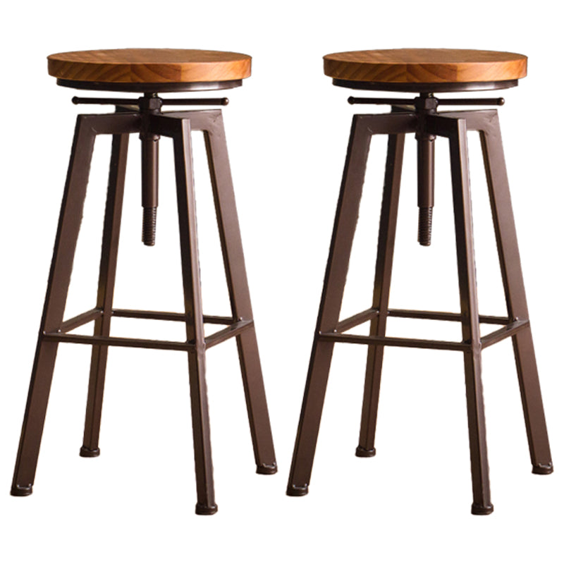 Industrial Leather Wood Counter Bar Stool Armless Adjustable Height Stool Bronze 2 Piece Set Clearhalo 'Bar Furniture' 'Bar Stools' 'bar_stools' 'furn' 'furn_bar_stools' 'furniture_bar_stools' 'Kitchen & Dining Furniture' 'kitchen&dining_furn' 'kitchen' 'kitchen_furn' Furniture' 4320999