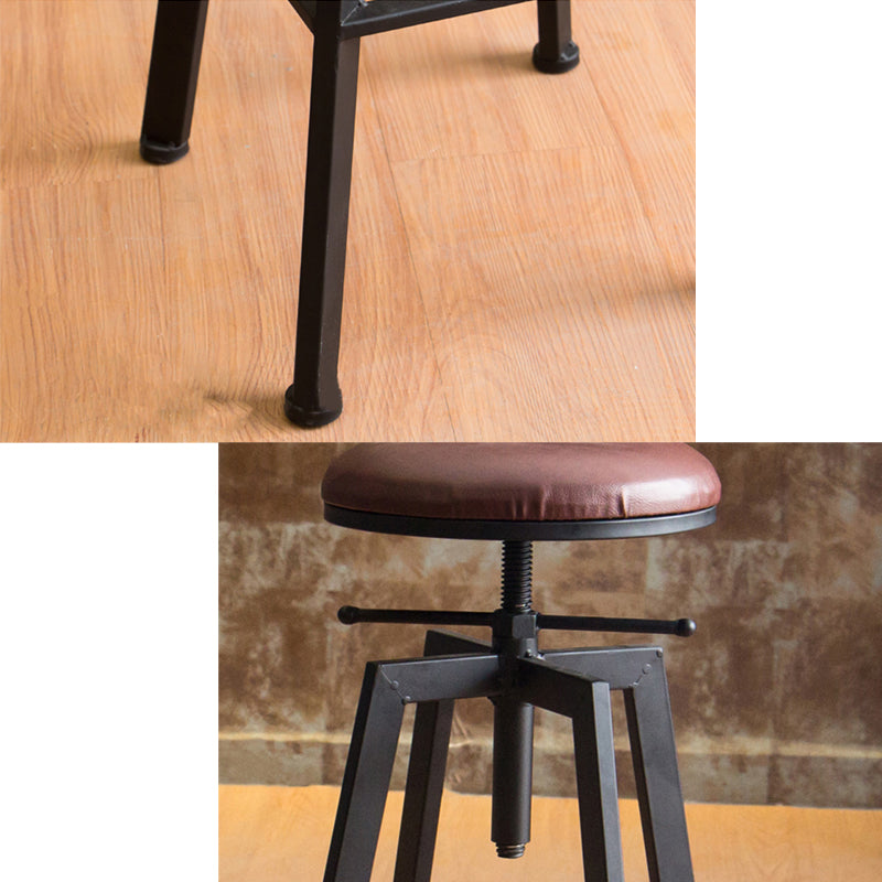 Industrial Leather Wood Counter Bar Stool Armless Adjustable Height Stool Clearhalo 'Bar Furniture' 'Bar Stools' 'bar_stools' 'furn' 'furn_bar_stools' 'furniture_bar_stools' 'Kitchen & Dining Furniture' 'kitchen&dining_furn' 'kitchen' 'kitchen_furn' Furniture' 4321000