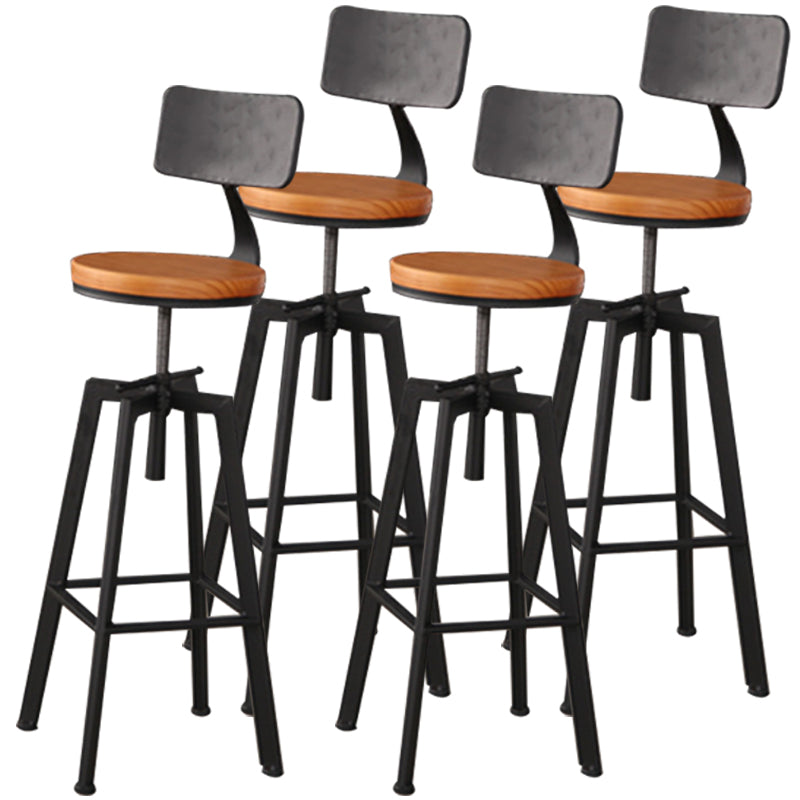 Industrial Leather Wood Counter Bar Stool Armless Adjustable Height Stool Natural 4 Piece Set Clearhalo 'Bar Furniture' 'Bar Stools' 'bar_stools' 'furn' 'furn_bar_stools' 'furniture_bar_stools' 'Kitchen & Dining Furniture' 'kitchen&dining_furn' 'kitchen' 'kitchen_furn' Furniture' 4321001