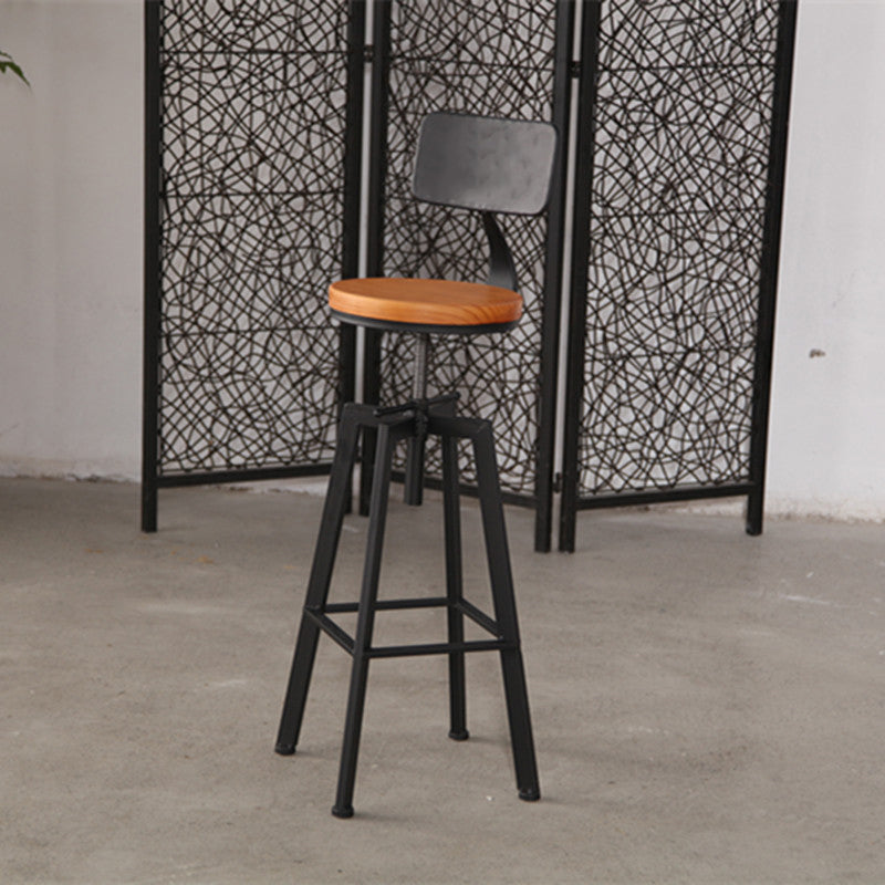 Industrial Leather Wood Counter Bar Stool Armless Adjustable Height Stool Natural 1 Piece Clearhalo 'Bar Furniture' 'Bar Stools' 'bar_stools' 'furn' 'furn_bar_stools' 'furniture_bar_stools' 'Kitchen & Dining Furniture' 'kitchen&dining_furn' 'kitchen' 'kitchen_furn' Furniture' 4321004