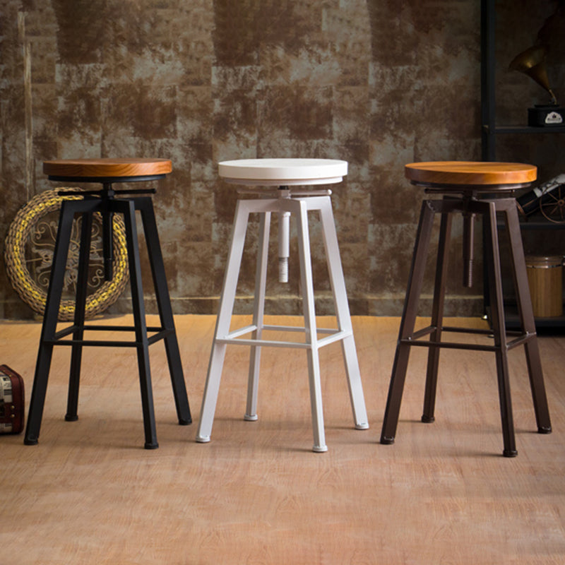 Industrial Leather Wood Counter Bar Stool Armless Adjustable Height Stool Clearhalo 'Bar Furniture' 'Bar Stools' 'bar_stools' 'furn' 'furn_bar_stools' 'furniture_bar_stools' 'Kitchen & Dining Furniture' 'kitchen&dining_furn' 'kitchen' 'kitchen_furn' Furniture' 4321006