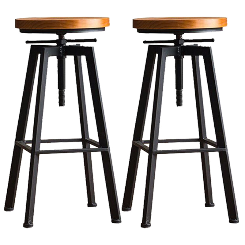 Industrial Leather Wood Counter Bar Stool Armless Adjustable Height Stool Black 2 Piece Set Clearhalo 'Bar Furniture' 'Bar Stools' 'bar_stools' 'furn' 'furn_bar_stools' 'furniture_bar_stools' 'Kitchen & Dining Furniture' 'kitchen&dining_furn' 'kitchen' 'kitchen_furn' Furniture' 4321011