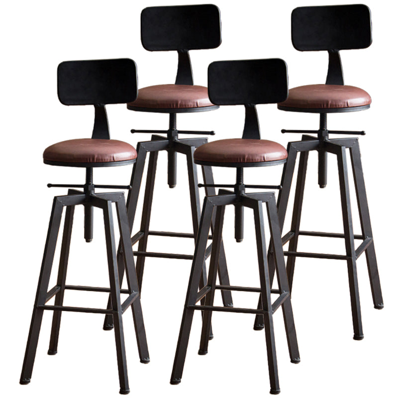 Industrial Leather Wood Counter Bar Stool Armless Adjustable Height Stool Coffee 4 Piece Set Clearhalo 'Bar Furniture' 'Bar Stools' 'bar_stools' 'furn' 'furn_bar_stools' 'furniture_bar_stools' 'Kitchen & Dining Furniture' 'kitchen&dining_furn' 'kitchen' 'kitchen_furn' Furniture' 4321012