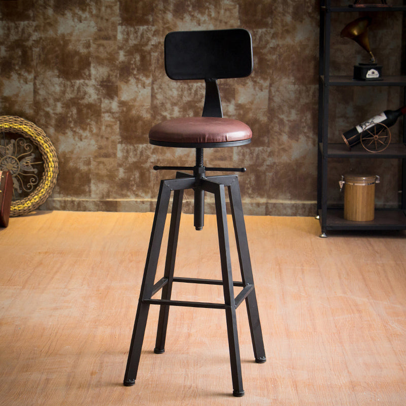 Industrial Leather Wood Counter Bar Stool Armless Adjustable Height Stool Coffee 1 Piece Clearhalo 'Bar Furniture' 'Bar Stools' 'bar_stools' 'furn' 'furn_bar_stools' 'furniture_bar_stools' 'Kitchen & Dining Furniture' 'kitchen&dining_furn' 'kitchen' 'kitchen_furn' Furniture' 4321013