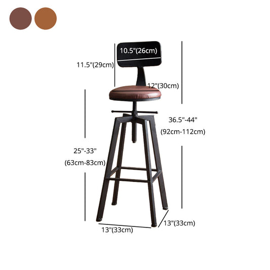 Industrial Leather Wood Counter Bar Stool Armless Adjustable Height Stool Clearhalo 'Bar Furniture' 'Bar Stools' 'bar_stools' 'furn' 'furn_bar_stools' 'furniture_bar_stools' 'Kitchen & Dining Furniture' 'kitchen&dining_furn' 'kitchen' 'kitchen_furn' Furniture' 4321016