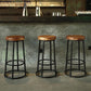 Brown Wood Backless and Armless Stool Industrial Bar and Counter Stool with Iron Legs Clearhalo 'Bar Furniture' 'Bar Stools' 'bar_stools' 'furn' 'furn_bar_stools' 'furniture_bar_stools' 'Kitchen & Dining Furniture' 'kitchen&dining_furn' 'kitchen' 'kitchen_furn' Furniture' 4321023