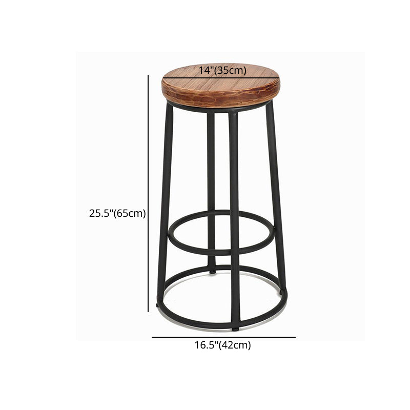 Brown Wood Backless and Armless Stool Industrial Bar and Counter Stool with Iron Legs Clearhalo 'Bar Furniture' 'Bar Stools' 'bar_stools' 'furn' 'furn_bar_stools' 'furniture_bar_stools' 'Kitchen & Dining Furniture' 'kitchen&dining_furn' 'kitchen' 'kitchen_furn' Furniture' 4321029