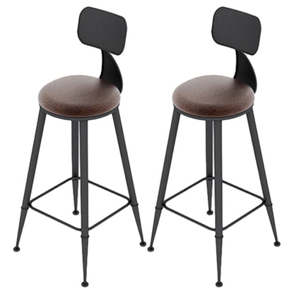 Industrial Distressed Bar Stool Bristol Bar Stool Leather with Cushion 2 Piece Set Round Clearhalo 'Bar Furniture' 'Bar Stools' 'bar_stools' 'furn' 'furn_bar_stools' 'furniture_bar_stools' 'Kitchen & Dining Furniture' 'kitchen&dining_furn' 'kitchen' 'kitchen_furn' Furniture' 4321034