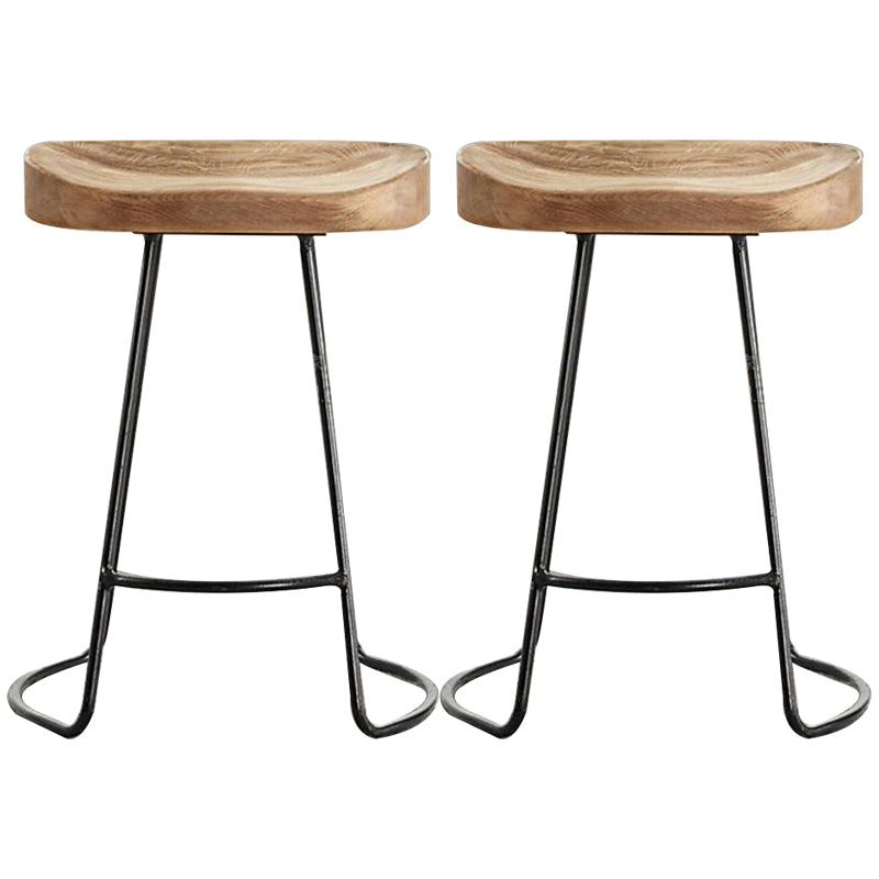 Industrial Backless and Armless Bar Stool Wooden Counter Stool 2 Piece Set Short Stool(18"H) Clearhalo 'Bar Furniture' 'Bar Stools' 'bar_stools' 'furn' 'furn_bar_stools' 'furniture_bar_stools' 'Kitchen & Dining Furniture' 'kitchen&dining_furn' 'kitchen' 'kitchen_furn' Furniture' 4321045