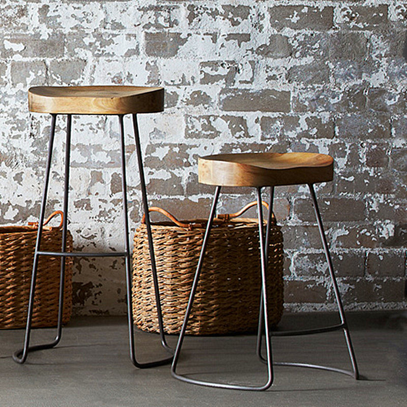 Industrial Backless and Armless Bar Stool Wooden Counter Stool Clearhalo 'Bar Furniture' 'Bar Stools' 'bar_stools' 'furn' 'furn_bar_stools' 'furniture_bar_stools' 'Kitchen & Dining Furniture' 'kitchen&dining_furn' 'kitchen' 'kitchen_furn' Furniture' 4321048