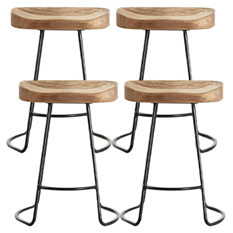 Industrial Backless and Armless Bar Stool Wooden Counter Stool 4 Piece Set Short Stool(18"H) Clearhalo 'Bar Furniture' 'Bar Stools' 'bar_stools' 'furn' 'furn_bar_stools' 'furniture_bar_stools' 'Kitchen & Dining Furniture' 'kitchen&dining_furn' 'kitchen' 'kitchen_furn' Furniture' 4321049
