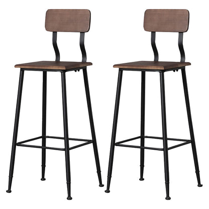 Industrial Style Ironwork Barstool Solid Wood Seat Bar High Chair with Backrest Black 2 Piece Set Clearhalo 'Bar Furniture' 'Bar Stools' 'bar_stools' 'furn' 'furn_bar_stools' 'furniture_bar_stools' 'Kitchen & Dining Furniture' 'kitchen&dining_furn' 'kitchen' 'kitchen_furn' Furniture' 4321060