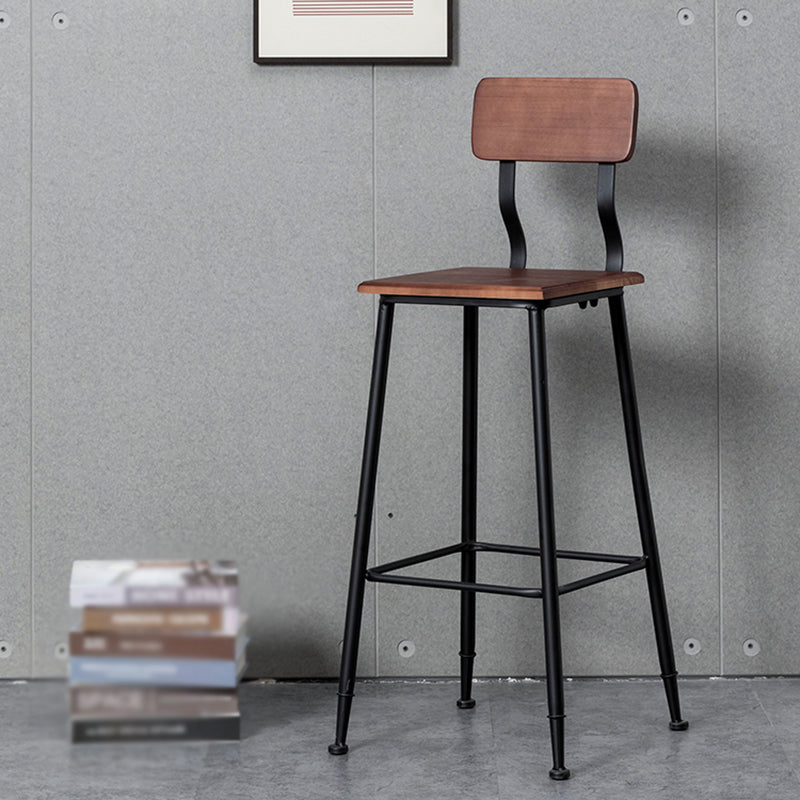 Industrial Style Ironwork Barstool Solid Wood Seat Bar High Chair with Backrest Clearhalo 'Bar Furniture' 'Bar Stools' 'bar_stools' 'furn' 'furn_bar_stools' 'furniture_bar_stools' 'Kitchen & Dining Furniture' 'kitchen&dining_furn' 'kitchen' 'kitchen_furn' Furniture' 4321070