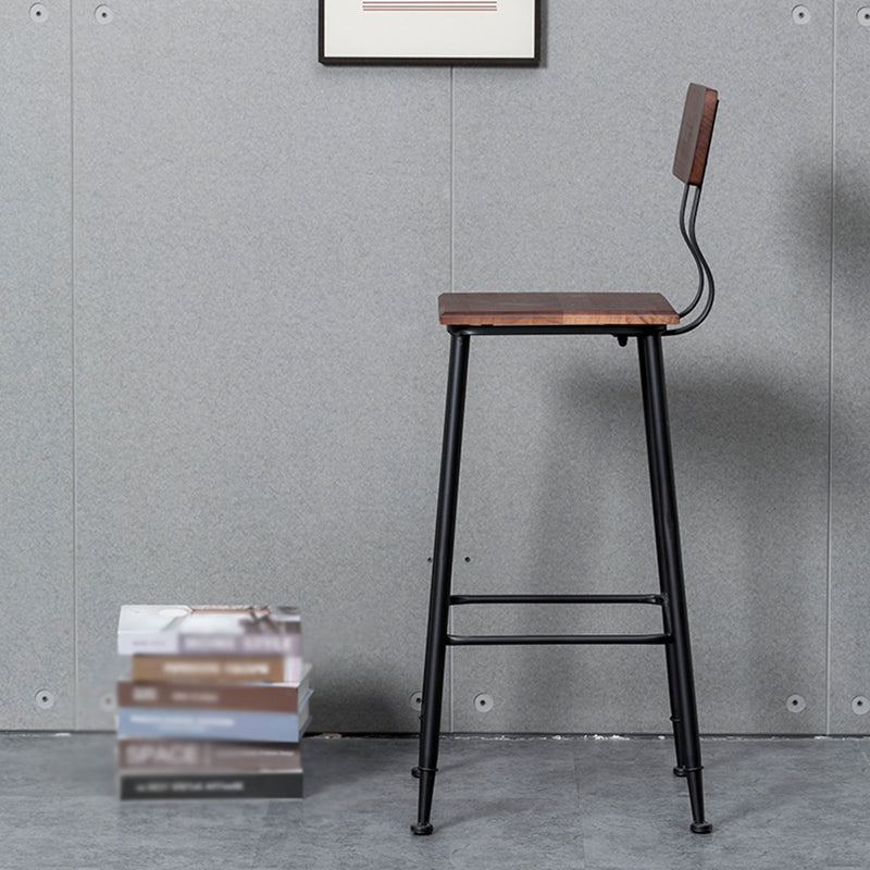 Industrial Style Ironwork Barstool Solid Wood Seat Bar High Chair with Backrest Clearhalo 'Bar Furniture' 'Bar Stools' 'bar_stools' 'furn' 'furn_bar_stools' 'furniture_bar_stools' 'Kitchen & Dining Furniture' 'kitchen&dining_furn' 'kitchen' 'kitchen_furn' Furniture' 4321071