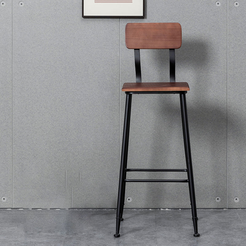 Industrial Style Ironwork Barstool Solid Wood Seat Bar High Chair with Backrest Clearhalo 'Bar Furniture' 'Bar Stools' 'bar_stools' 'furn' 'furn_bar_stools' 'furniture_bar_stools' 'Kitchen & Dining Furniture' 'kitchen&dining_furn' 'kitchen' 'kitchen_furn' Furniture' 4321072