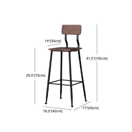 Industrial Style Ironwork Barstool Solid Wood Seat Bar High Chair with Backrest Clearhalo 'Bar Furniture' 'Bar Stools' 'bar_stools' 'furn' 'furn_bar_stools' 'furniture_bar_stools' 'Kitchen & Dining Furniture' 'kitchen&dining_furn' 'kitchen' 'kitchen_furn' Furniture' 4321074