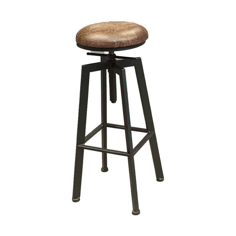 Industrial Four Legs Bar Stool with Footrest Adjustable Height Barstool Leather 1 Piece Backless Clearhalo 'Bar Furniture' 'Bar Stools' 'bar_stools' 'furn' 'furn_bar_stools' 'furniture_bar_stools' 'Kitchen & Dining Furniture' 'kitchen&dining_furn' 'kitchen' 'kitchen_furn' Furniture' 4321153