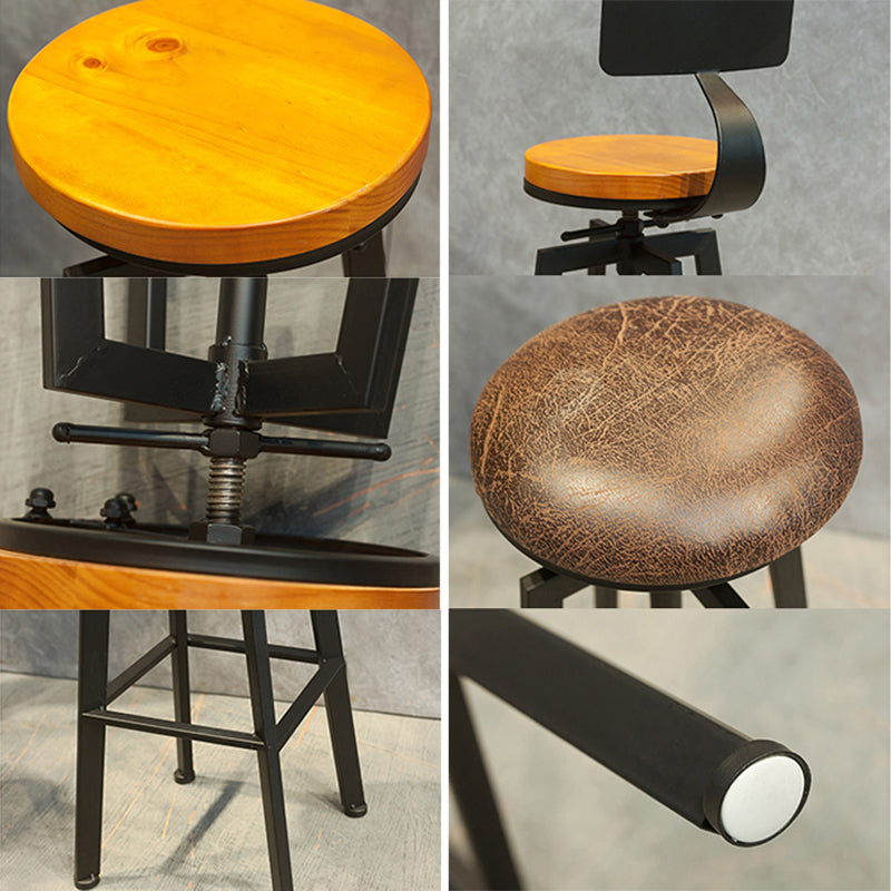 Industrial Four Legs Bar Stool with Footrest Adjustable Height Barstool Clearhalo 'Bar Furniture' 'Bar Stools' 'bar_stools' 'furn' 'furn_bar_stools' 'furniture_bar_stools' 'Kitchen & Dining Furniture' 'kitchen&dining_furn' 'kitchen' 'kitchen_furn' Furniture' 4321154