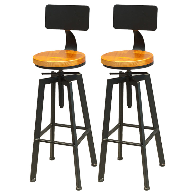 Industrial Four Legs Bar Stool with Footrest Adjustable Height Barstool Wood 2 Piece Set Low Back Clearhalo 'Bar Furniture' 'Bar Stools' 'bar_stools' 'furn' 'furn_bar_stools' 'furniture_bar_stools' 'Kitchen & Dining Furniture' 'kitchen&dining_furn' 'kitchen' 'kitchen_furn' Furniture' 4321156