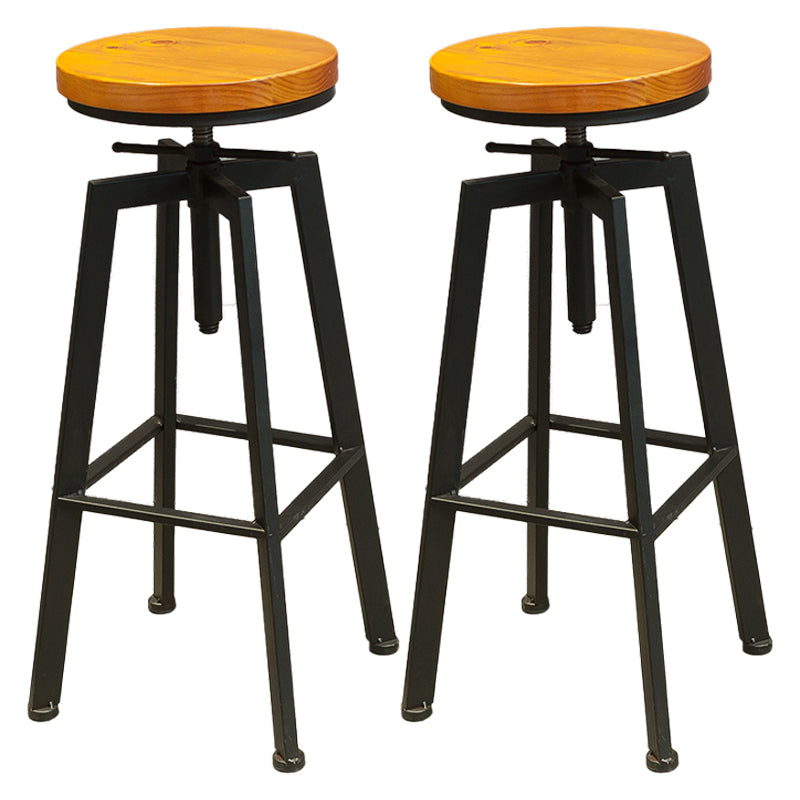 Industrial Four Legs Bar Stool with Footrest Adjustable Height Barstool Wood 2 Piece Set Backless Clearhalo 'Bar Furniture' 'Bar Stools' 'bar_stools' 'furn' 'furn_bar_stools' 'furniture_bar_stools' 'Kitchen & Dining Furniture' 'kitchen&dining_furn' 'kitchen' 'kitchen_furn' Furniture' 4321159