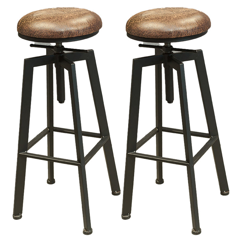 Industrial Four Legs Bar Stool with Footrest Adjustable Height Barstool Leather 2 Piece Set Backless Clearhalo 'Bar Furniture' 'Bar Stools' 'bar_stools' 'furn' 'furn_bar_stools' 'furniture_bar_stools' 'Kitchen & Dining Furniture' 'kitchen&dining_furn' 'kitchen' 'kitchen_furn' Furniture' 4321160
