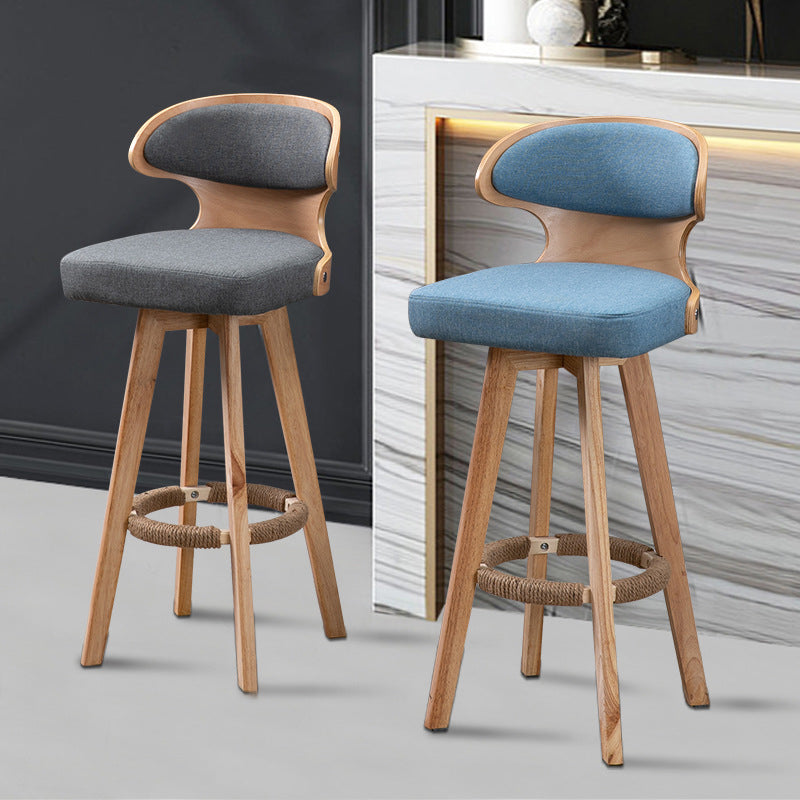Modern Bar Stool Rubber Wooden Backrest Barstools with Soles Swivel Cushions Clearhalo 'Bar Furniture' 'Bar Stools' 'bar_stools' 'furn' 'furn_bar_stools' 'furniture_bar_stools' 'Kitchen & Dining Furniture' 'kitchen&dining_furn' 'kitchen' 'kitchen_furn' Furniture' 4321167