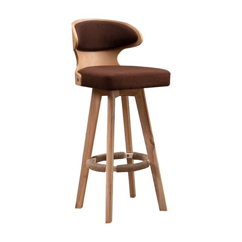 Modern Bar Stool Rubber Wooden Backrest Barstools with Soles Swivel Cushions Coffee 1 Piece Clearhalo 'Bar Furniture' 'Bar Stools' 'bar_stools' 'furn' 'furn_bar_stools' 'furniture_bar_stools' 'Kitchen & Dining Furniture' 'kitchen&dining_furn' 'kitchen' 'kitchen_furn' Furniture' 4321168