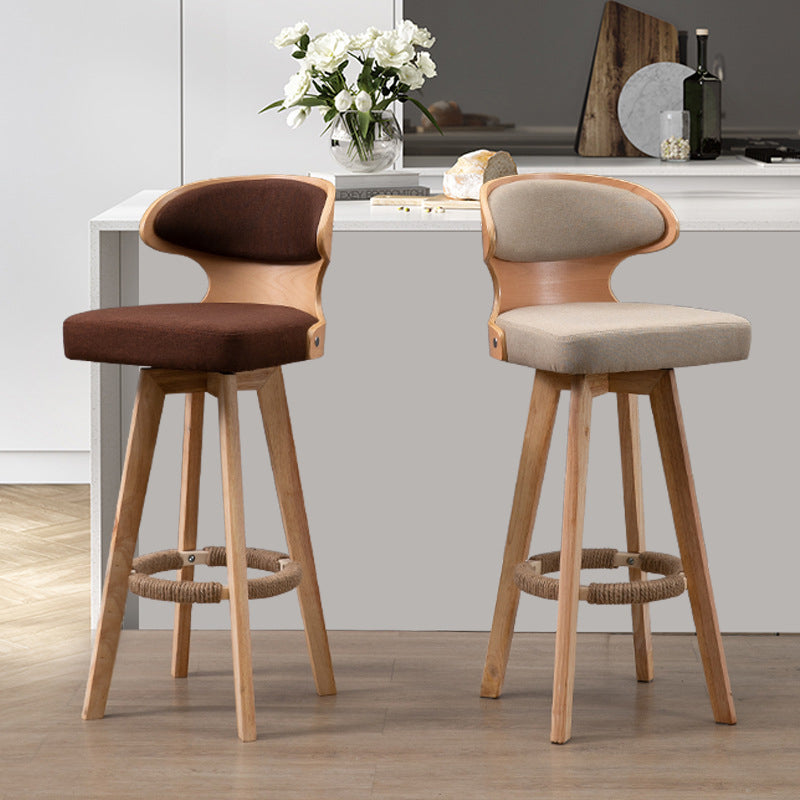 Modern Bar Stool Rubber Wooden Backrest Barstools with Soles Swivel Cushions Clearhalo 'Bar Furniture' 'Bar Stools' 'bar_stools' 'furn' 'furn_bar_stools' 'furniture_bar_stools' 'Kitchen & Dining Furniture' 'kitchen&dining_furn' 'kitchen' 'kitchen_furn' Furniture' 4321170