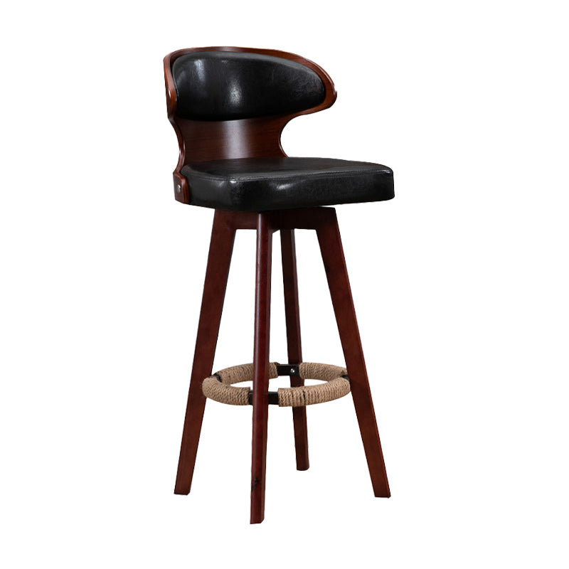 Modern Bar Stool Rubber Wooden Backrest Barstools with Soles Swivel Cushions Black 1 Piece Clearhalo 'Bar Furniture' 'Bar Stools' 'bar_stools' 'furn' 'furn_bar_stools' 'furniture_bar_stools' 'Kitchen & Dining Furniture' 'kitchen&dining_furn' 'kitchen' 'kitchen_furn' Furniture' 4321173