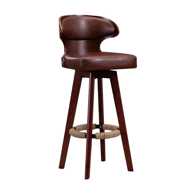 Modern Bar Stool Rubber Wooden Backrest Barstools with Soles Swivel Cushions Brown 1 Piece Clearhalo 'Bar Furniture' 'Bar Stools' 'bar_stools' 'furn' 'furn_bar_stools' 'furniture_bar_stools' 'Kitchen & Dining Furniture' 'kitchen&dining_furn' 'kitchen' 'kitchen_furn' Furniture' 4321178
