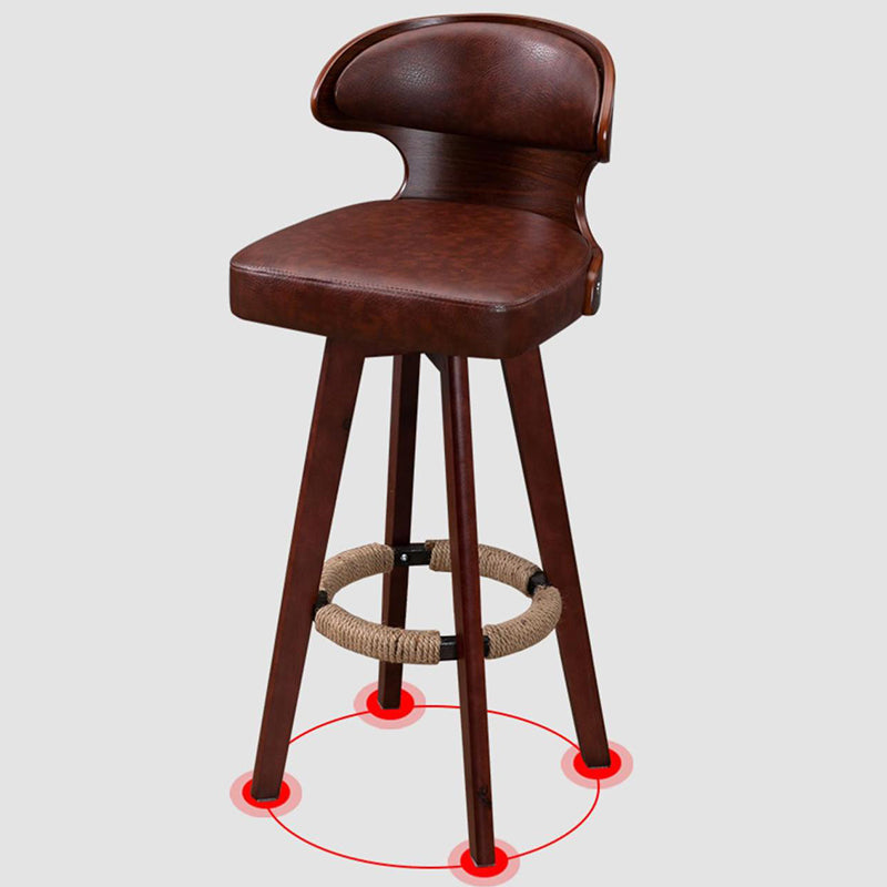 Modern Bar Stool Rubber Wooden Backrest Barstools with Soles Swivel Cushions Clearhalo 'Bar Furniture' 'Bar Stools' 'bar_stools' 'furn' 'furn_bar_stools' 'furniture_bar_stools' 'Kitchen & Dining Furniture' 'kitchen&dining_furn' 'kitchen' 'kitchen_furn' Furniture' 4321179