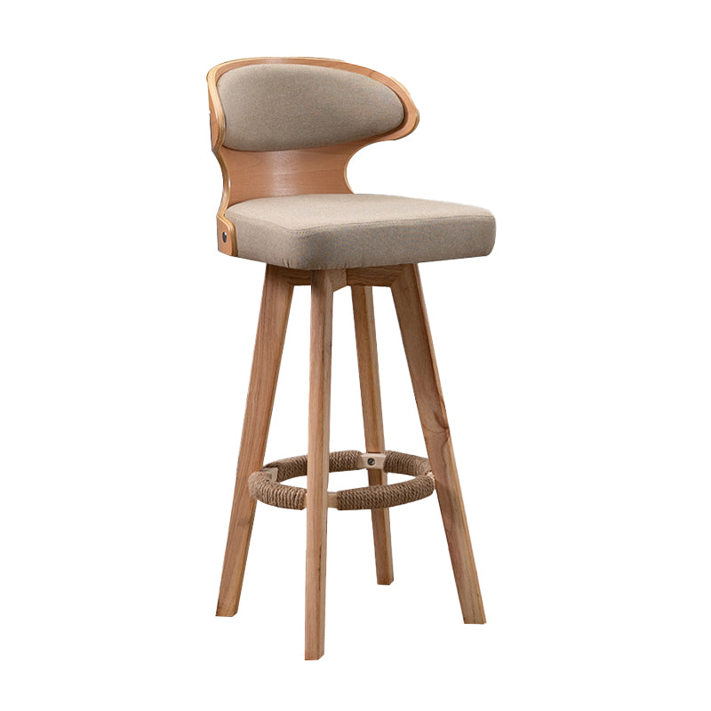 Modern Bar Stool Rubber Wooden Backrest Barstools with Soles Swivel Cushions Khaki 1 Piece Clearhalo 'Bar Furniture' 'Bar Stools' 'bar_stools' 'furn' 'furn_bar_stools' 'furniture_bar_stools' 'Kitchen & Dining Furniture' 'kitchen&dining_furn' 'kitchen' 'kitchen_furn' Furniture' 4321181