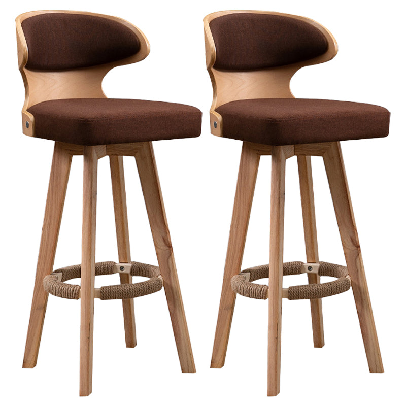 Modern Bar Stool Rubber Wooden Backrest Barstools with Soles Swivel Cushions Coffee 2 Piece Set Clearhalo 'Bar Furniture' 'Bar Stools' 'bar_stools' 'furn' 'furn_bar_stools' 'furniture_bar_stools' 'Kitchen & Dining Furniture' 'kitchen&dining_furn' 'kitchen' 'kitchen_furn' Furniture' 4321182