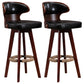 Modern Bar Stool Rubber Wooden Backrest Barstools with Soles Swivel Cushions Textured Black 2 Piece Set Clearhalo 'Bar Furniture' 'Bar Stools' 'bar_stools' 'furn' 'furn_bar_stools' 'furniture_bar_stools' 'Kitchen & Dining Furniture' 'kitchen&dining_furn' 'kitchen' 'kitchen_furn' Furniture' 4321183