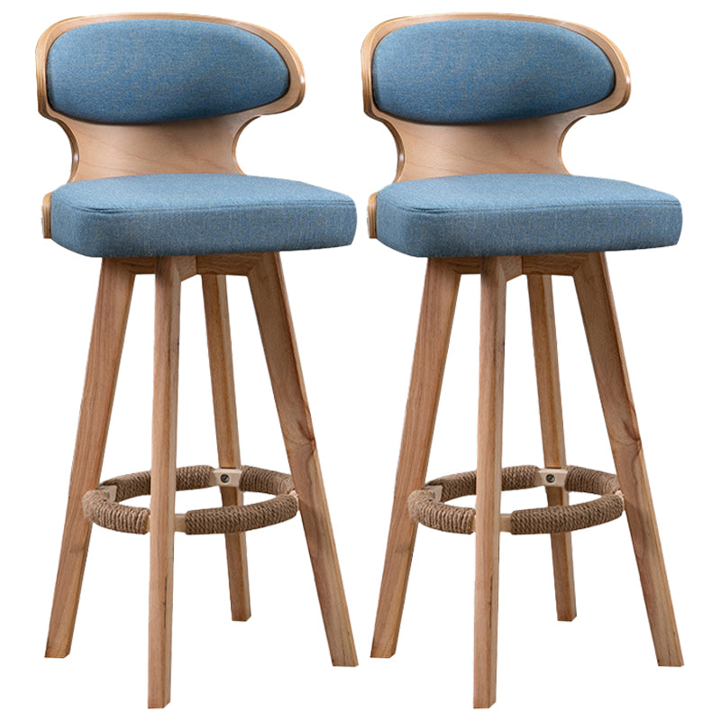 Modern Bar Stool Rubber Wooden Backrest Barstools with Soles Swivel Cushions Blue 2 Piece Set Clearhalo 'Bar Furniture' 'Bar Stools' 'bar_stools' 'furn' 'furn_bar_stools' 'furniture_bar_stools' 'Kitchen & Dining Furniture' 'kitchen&dining_furn' 'kitchen' 'kitchen_furn' Furniture' 4321184
