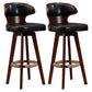 Modern Bar Stool Rubber Wooden Backrest Barstools with Soles Swivel Cushions Black 2 Piece Set Clearhalo 'Bar Furniture' 'Bar Stools' 'bar_stools' 'furn' 'furn_bar_stools' 'furniture_bar_stools' 'Kitchen & Dining Furniture' 'kitchen&dining_furn' 'kitchen' 'kitchen_furn' Furniture' 4321185