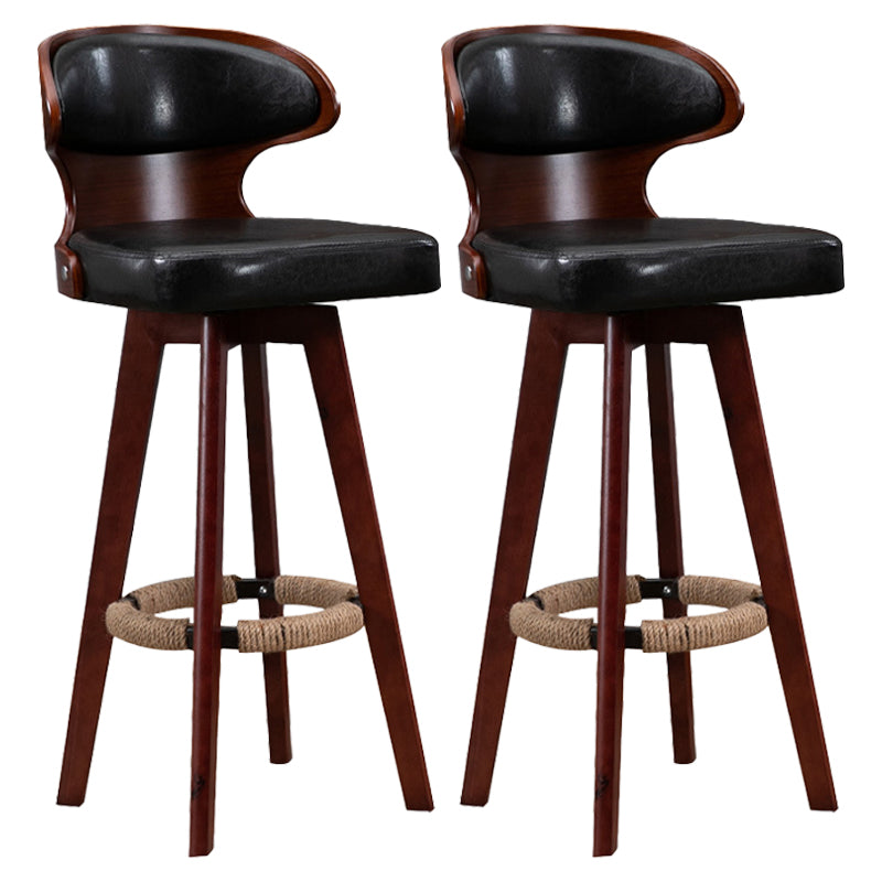 Modern Bar Stool Rubber Wooden Backrest Barstools with Soles Swivel Cushions Black 2 Piece Set Clearhalo 'Bar Furniture' 'Bar Stools' 'bar_stools' 'furn' 'furn_bar_stools' 'furniture_bar_stools' 'Kitchen & Dining Furniture' 'kitchen&dining_furn' 'kitchen' 'kitchen_furn' Furniture' 4321185
