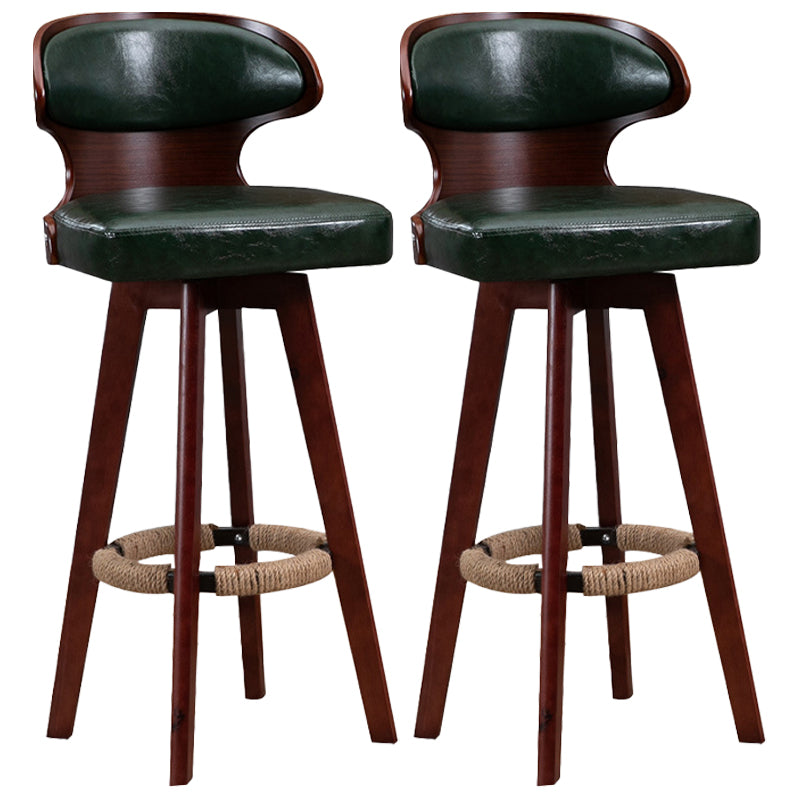Modern Bar Stool Rubber Wooden Backrest Barstools with Soles Swivel Cushions Blackish Green 2 Piece Set Clearhalo 'Bar Furniture' 'Bar Stools' 'bar_stools' 'furn' 'furn_bar_stools' 'furniture_bar_stools' 'Kitchen & Dining Furniture' 'kitchen&dining_furn' 'kitchen' 'kitchen_furn' Furniture' 4321186