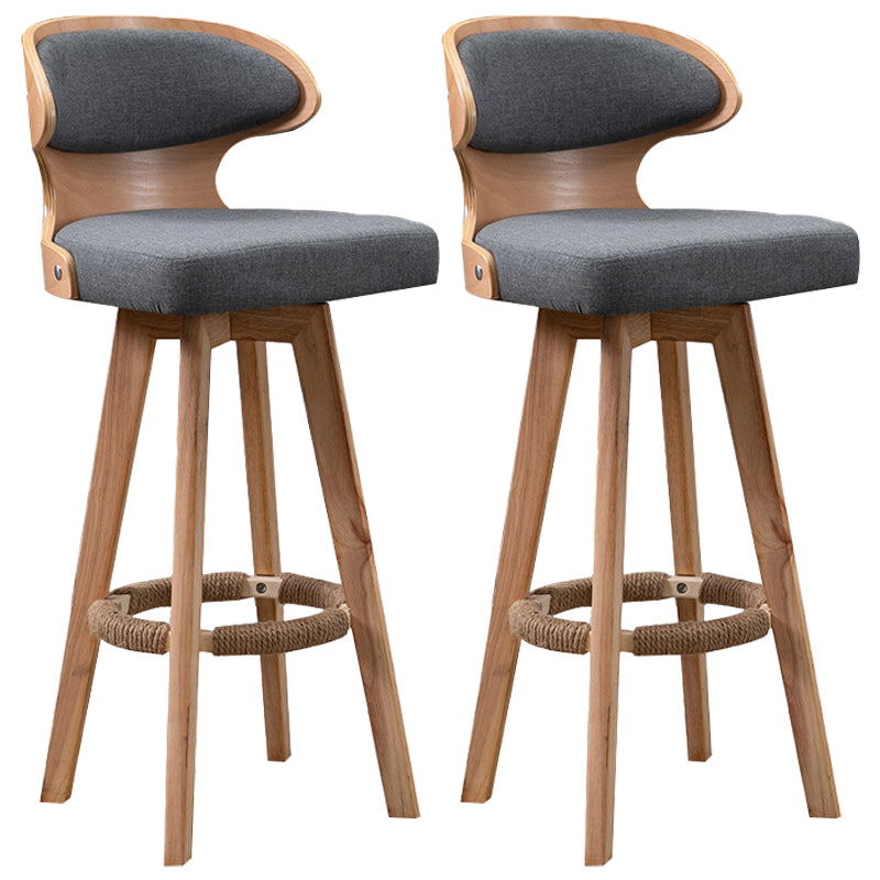 Modern Bar Stool Rubber Wooden Backrest Barstools with Soles Swivel Cushions Grey 2 Piece Set Clearhalo 'Bar Furniture' 'Bar Stools' 'bar_stools' 'furn' 'furn_bar_stools' 'furniture_bar_stools' 'Kitchen & Dining Furniture' 'kitchen&dining_furn' 'kitchen' 'kitchen_furn' Furniture' 4321188