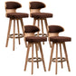 Modern Bar Stool Rubber Wooden Backrest Barstools with Soles Swivel Cushions Coffee 4 Piece Set Clearhalo 'Bar Furniture' 'Bar Stools' 'bar_stools' 'furn' 'furn_bar_stools' 'furniture_bar_stools' 'Kitchen & Dining Furniture' 'kitchen&dining_furn' 'kitchen' 'kitchen_furn' Furniture' 4321190