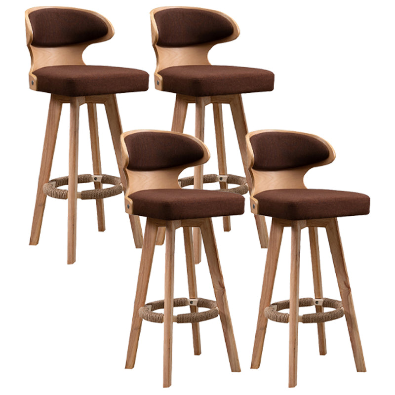 Modern Bar Stool Rubber Wooden Backrest Barstools with Soles Swivel Cushions Coffee 4 Piece Set Clearhalo 'Bar Furniture' 'Bar Stools' 'bar_stools' 'furn' 'furn_bar_stools' 'furniture_bar_stools' 'Kitchen & Dining Furniture' 'kitchen&dining_furn' 'kitchen' 'kitchen_furn' Furniture' 4321190