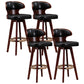 Modern Bar Stool Rubber Wooden Backrest Barstools with Soles Swivel Cushions Black 4 Piece Set Clearhalo 'Bar Furniture' 'Bar Stools' 'bar_stools' 'furn' 'furn_bar_stools' 'furniture_bar_stools' 'Kitchen & Dining Furniture' 'kitchen&dining_furn' 'kitchen' 'kitchen_furn' Furniture' 4321193