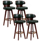 Modern Bar Stool Rubber Wooden Backrest Barstools with Soles Swivel Cushions Blackish Green 4 Piece Set Clearhalo 'Bar Furniture' 'Bar Stools' 'bar_stools' 'furn' 'furn_bar_stools' 'furniture_bar_stools' 'Kitchen & Dining Furniture' 'kitchen&dining_furn' 'kitchen' 'kitchen_furn' Furniture' 4321194